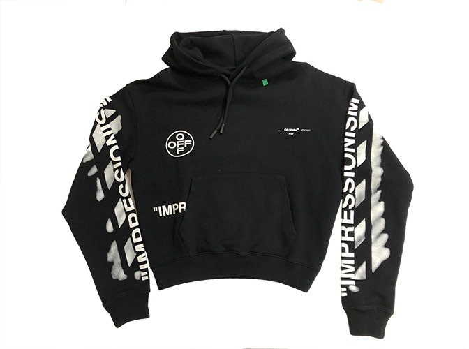 Off White Impressionism Diag Stencil Hoodie Black White Novelship