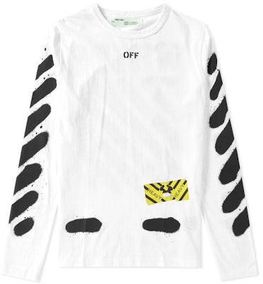 Off White Diagonal Spray Paint L S Tee White Novelship