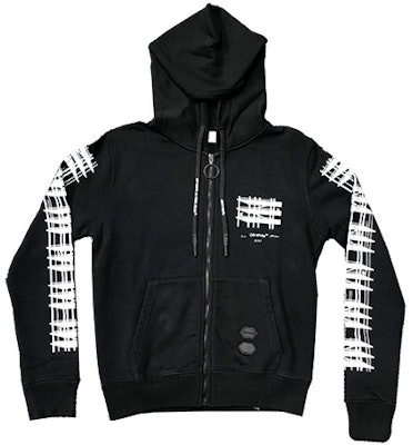 Off White Scaffold Arrow Logo Zip Hoodie Black Novelship