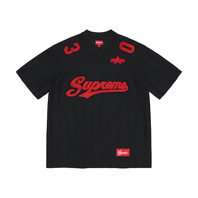 Supreme Mesh Stripe Football Jersey Black