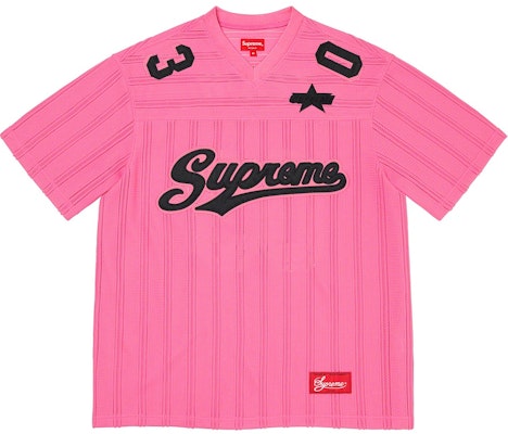 Supreme Mesh Stripe Football Jersey Pink Novelship