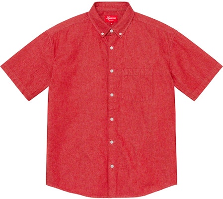 Supreme Embossed Denim S/S Shirt Red Buy Supreme Embossed Denim S/S Shirt Red