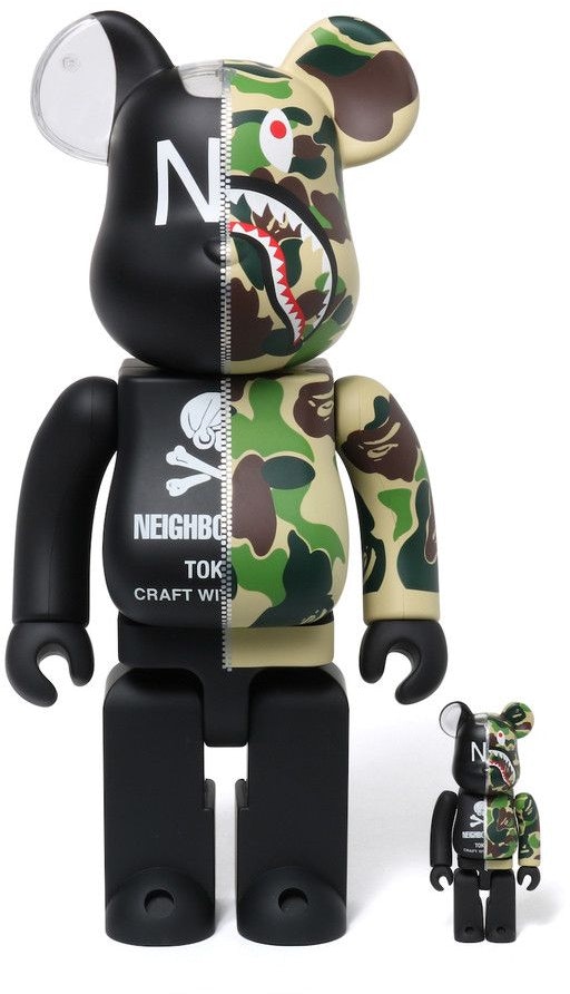 Bearbrick x BAPE x NEIGHBORHOOD 100% & 400% Set 'Toy Black ...