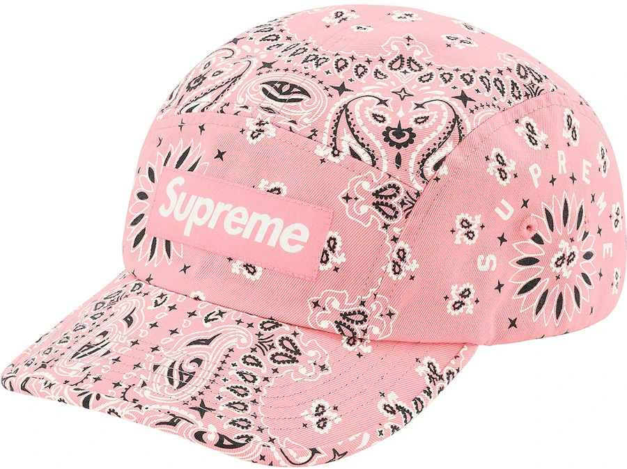 supreme-bandana-camp-cap-pink