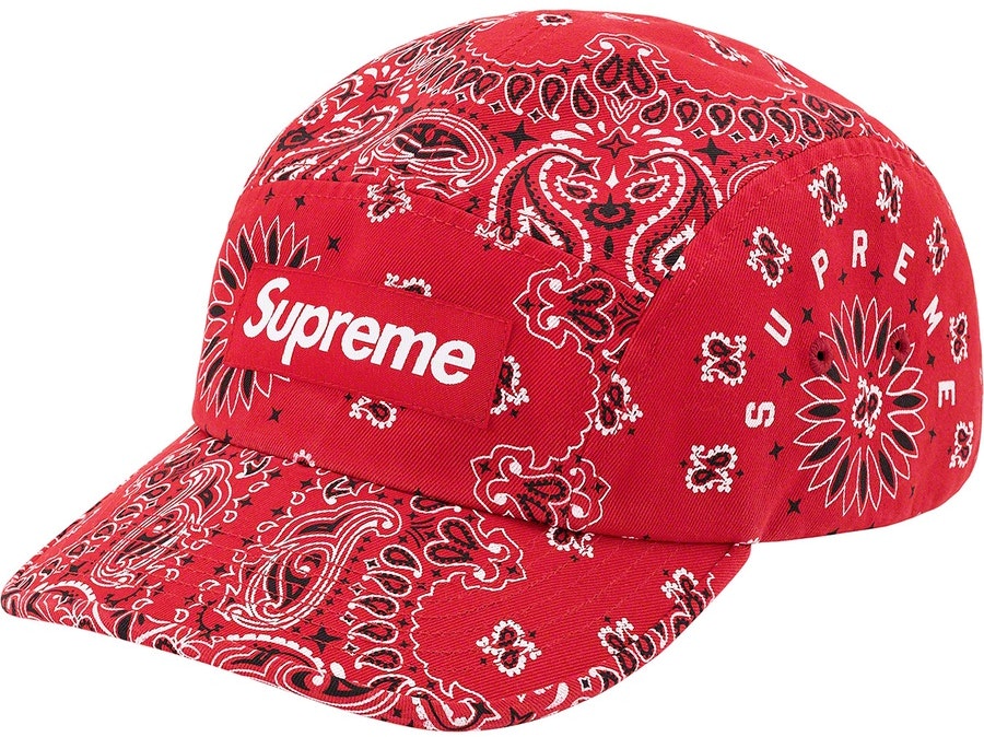 supreme-bandana-camp-cap-red