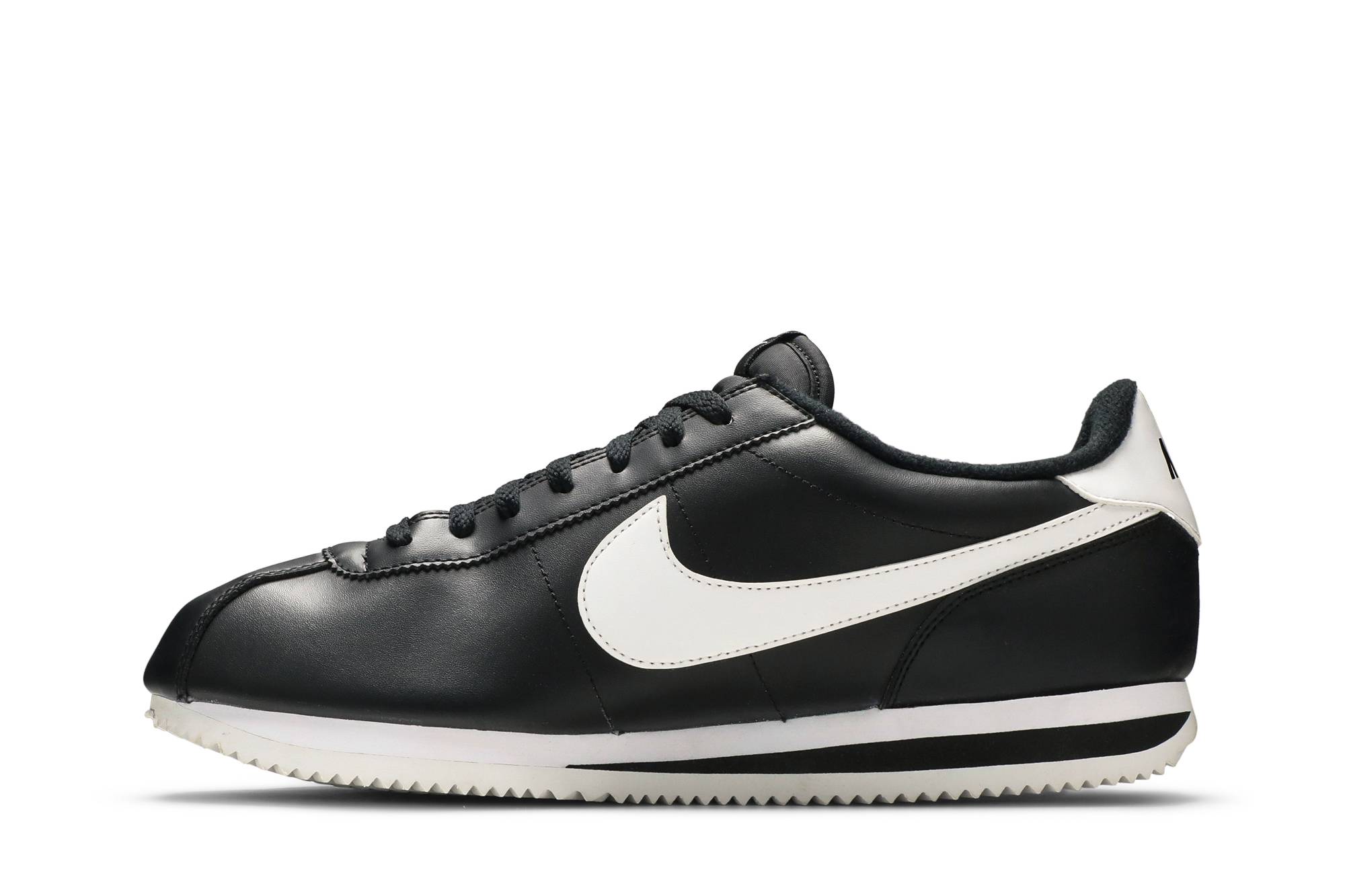 nike cortez basic leather black white