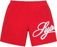 Supreme Mesh Script Water Short Red Supreme Mesh Script Water Short Red