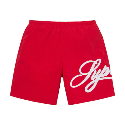 Supreme Mesh Script Water Short Red