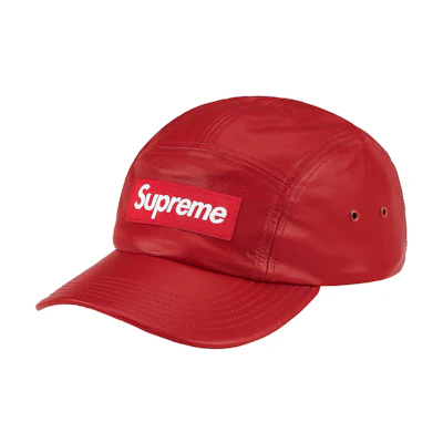 Supreme Leather Camp Cap Red