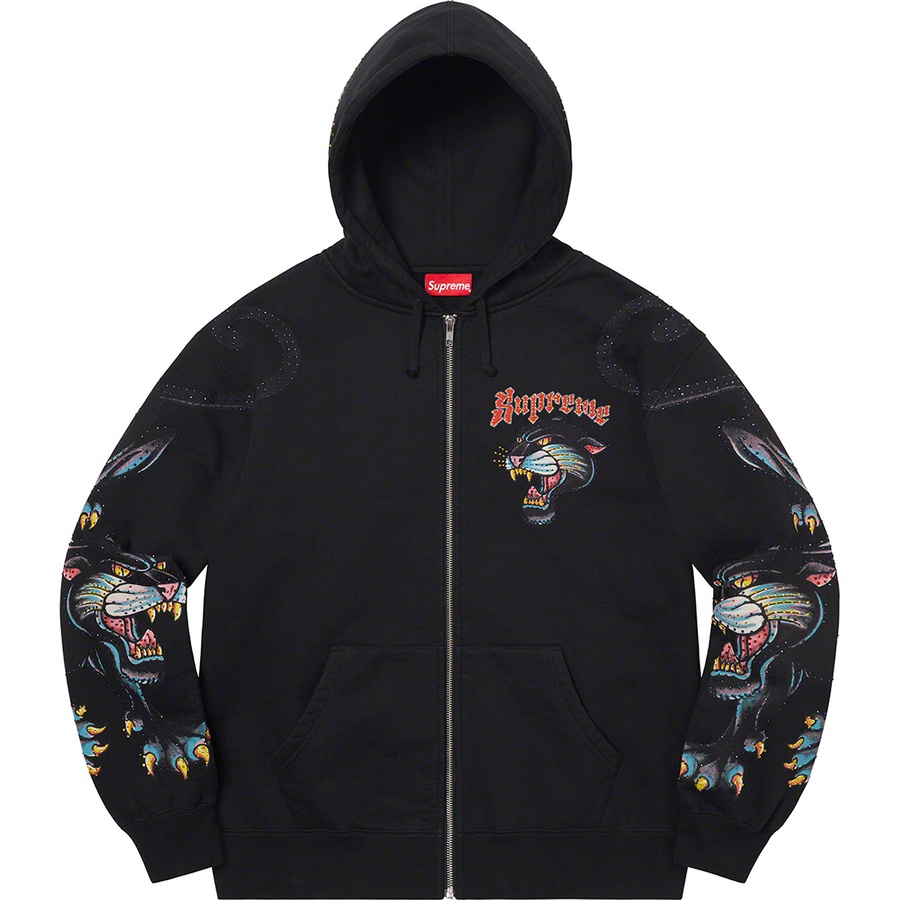 Supreme Panther Zip Up Hoodie Black