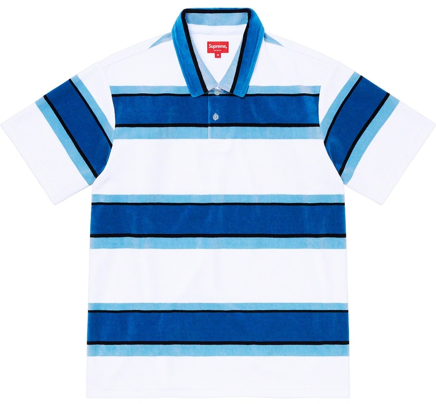 supreme-stripe-velour-polo-white