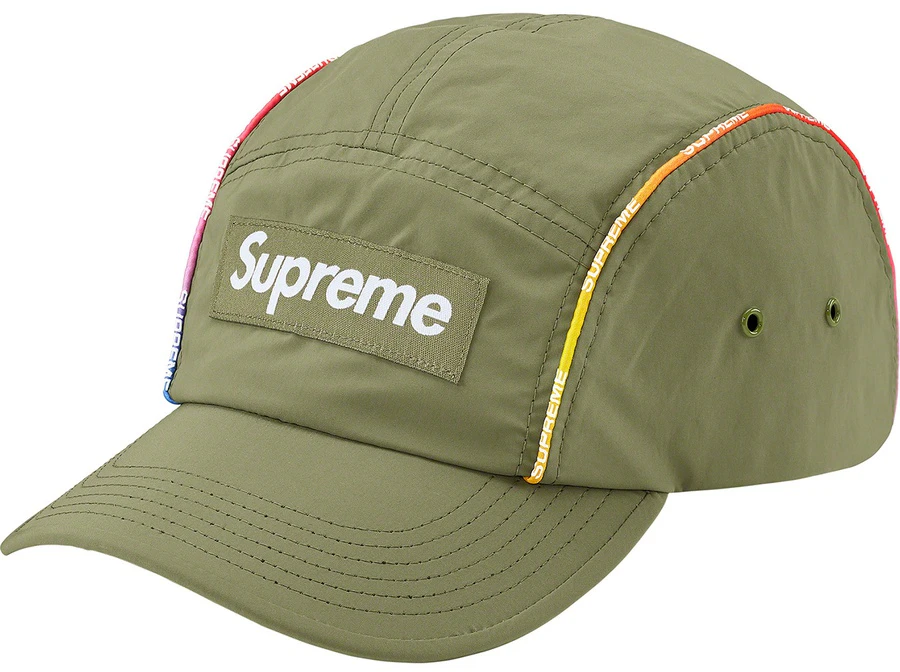 supreme-gradient-piping-camp-cap-olive