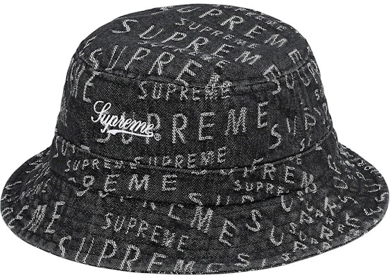 Supreme Warp Jacquard Logos Denim Crusher Black - Novelship