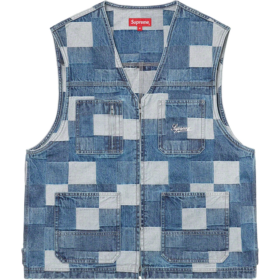 Supreme Patched Denim Vest Blue