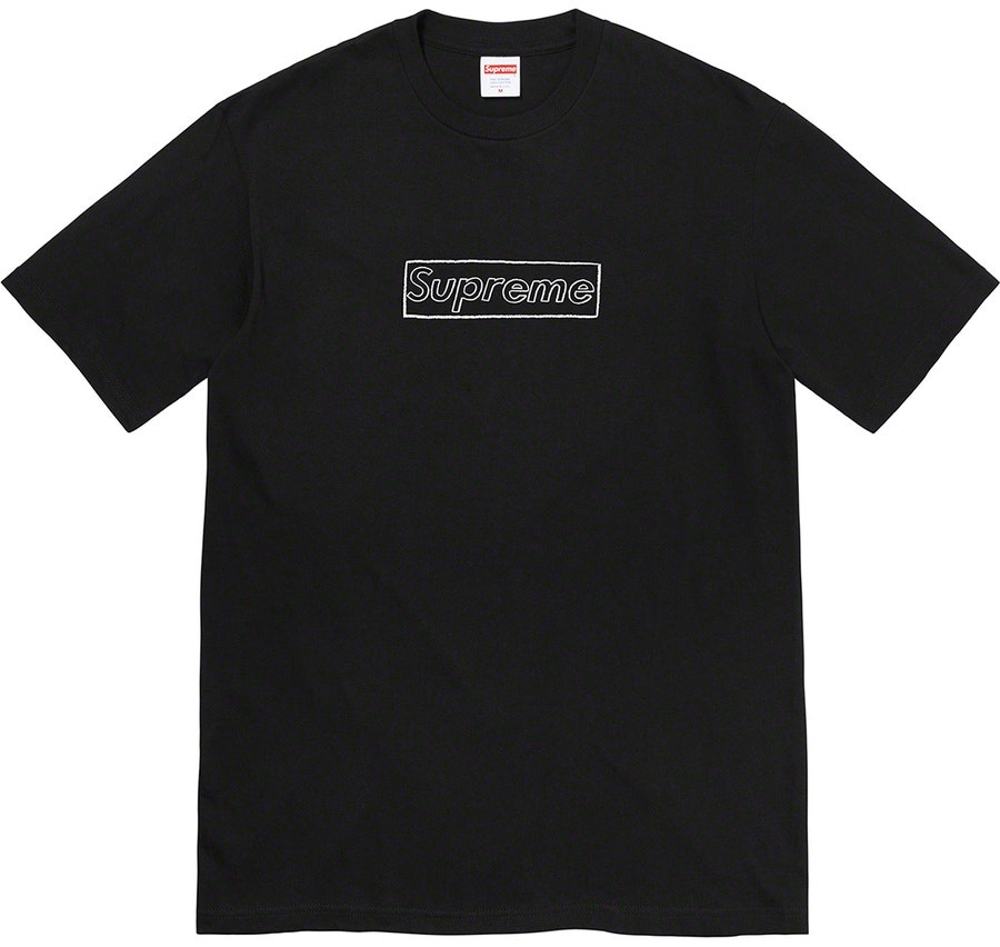 supreme-kaws-chalk-logo-tee-black