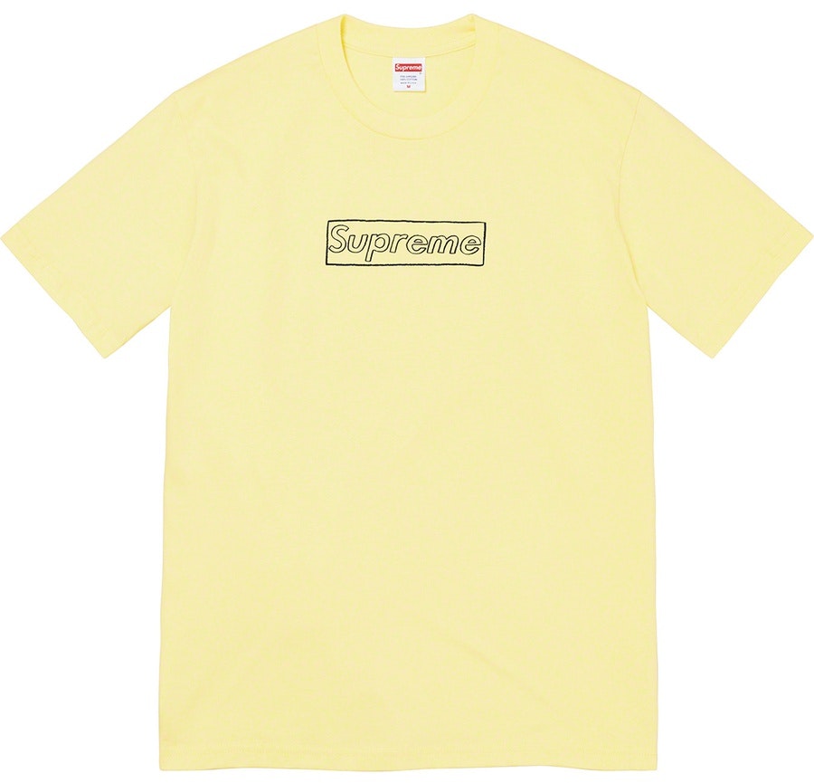 supreme-kaws-chalk-logo-tee-pale-yellow