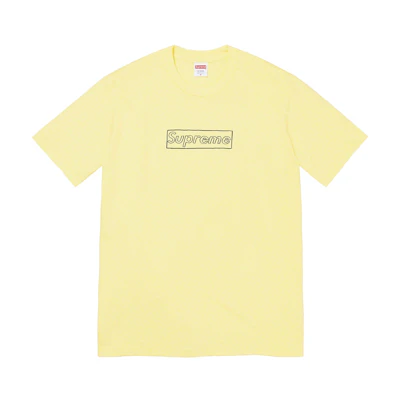 Supreme KAWS Chalk Logo Tee Pale Yellow