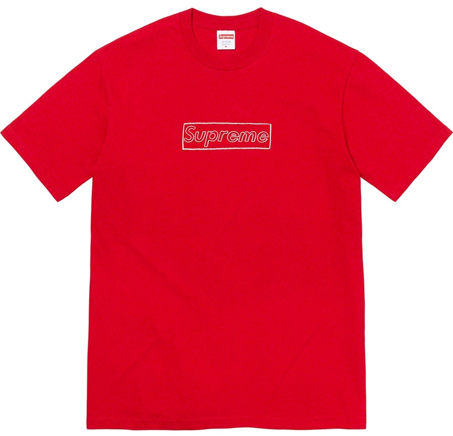 supreme-kaws-chalk-logo-tee-red
