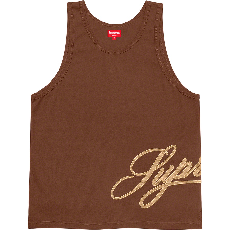 Supreme Mesh Script Tank Top Brown