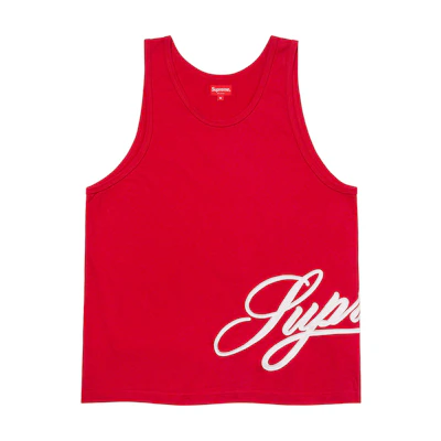 Supreme Mesh Script Tank Top Red