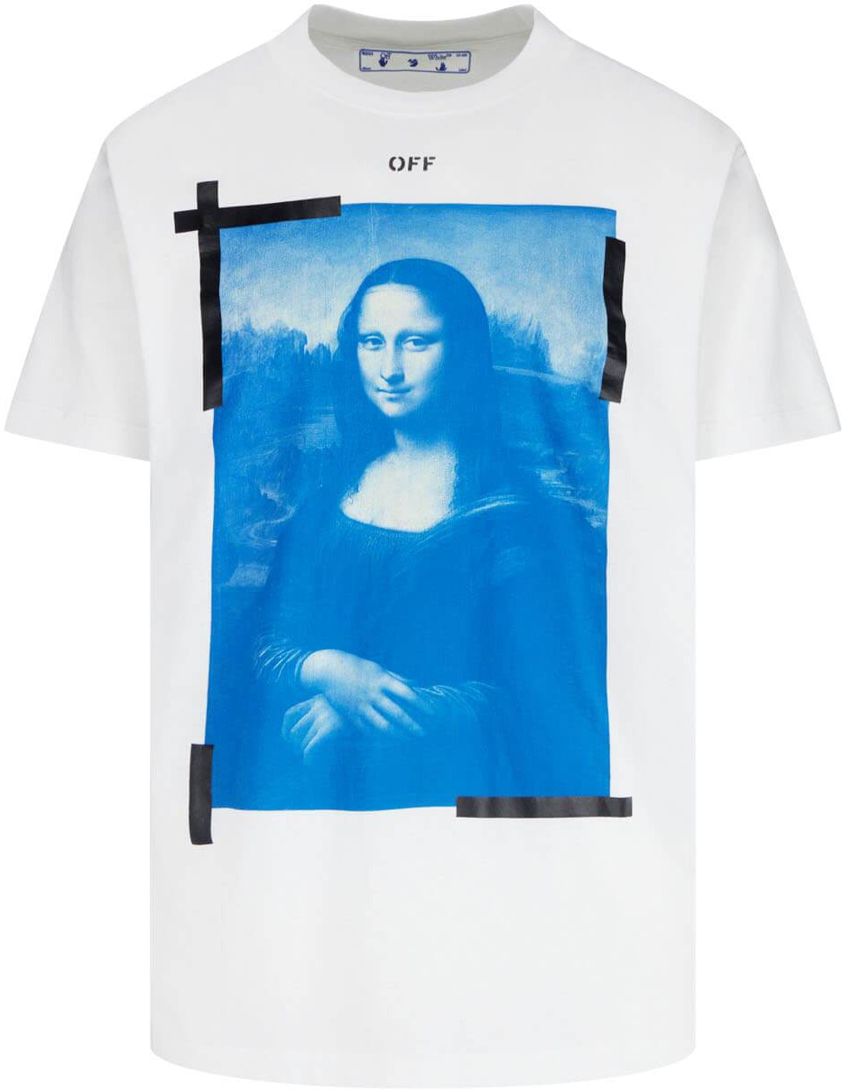 Off‑White Slim Fit Mona Lisa Print T‑shirt White - OMAA027R21JER0020110 ...
