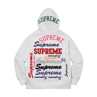 Supreme Multi Logo Hooded Sweatshirt Ash Grey