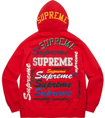 Supreme Multi Logo Hooded Sweatshirt Red - Novelship