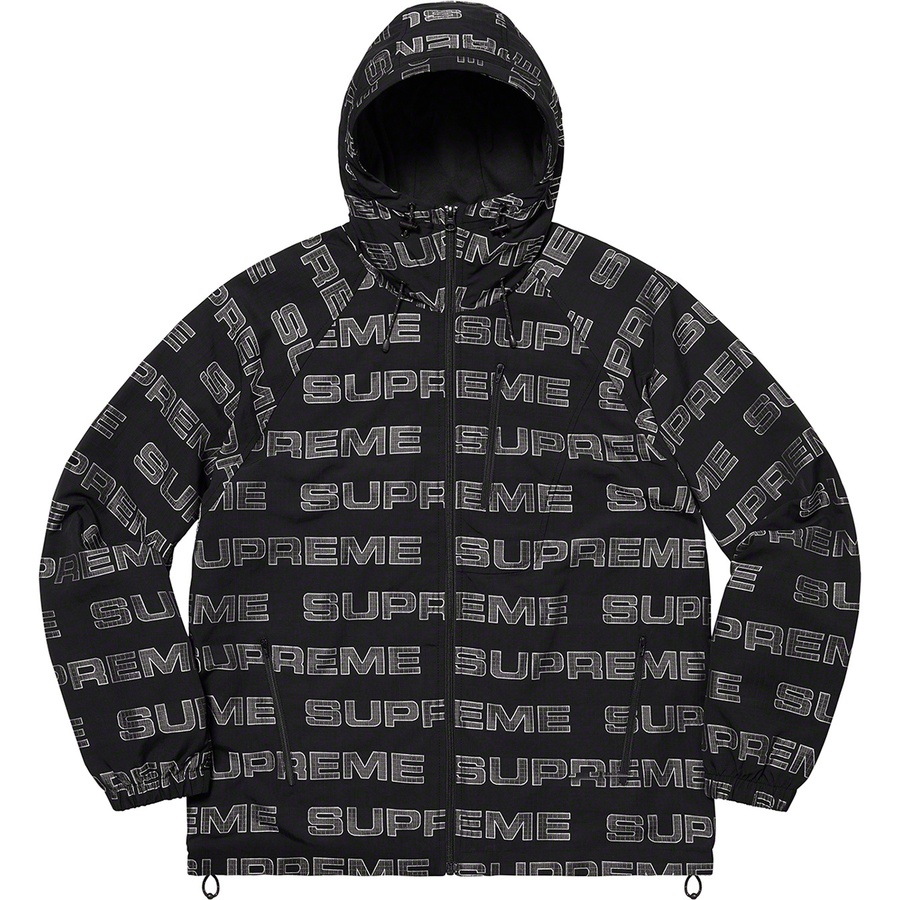 Supreme Logo Ripstop Hooded Track Jacket Black