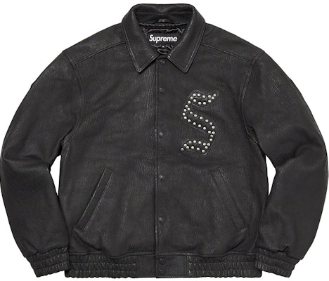 Supreme 粒面皮革棒球外套 黑色 Buy Supreme 粒面皮革棒球外套 黑色