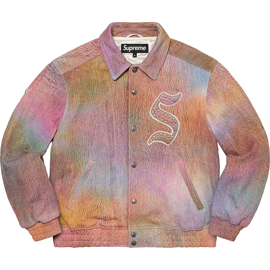 Supreme Pebbled Leather Varsity Jacket Multicolor