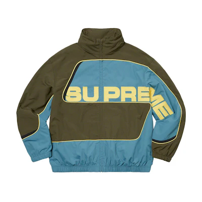Supreme S Paneled Track Jacket Olive