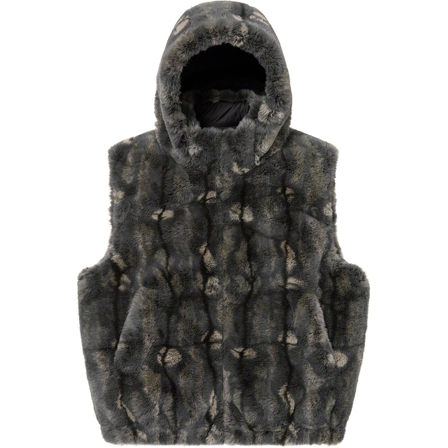 Supreme Faux Fur Hooded Vest Black