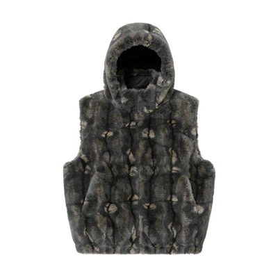 Supreme Faux Fur Hooded Vest Black