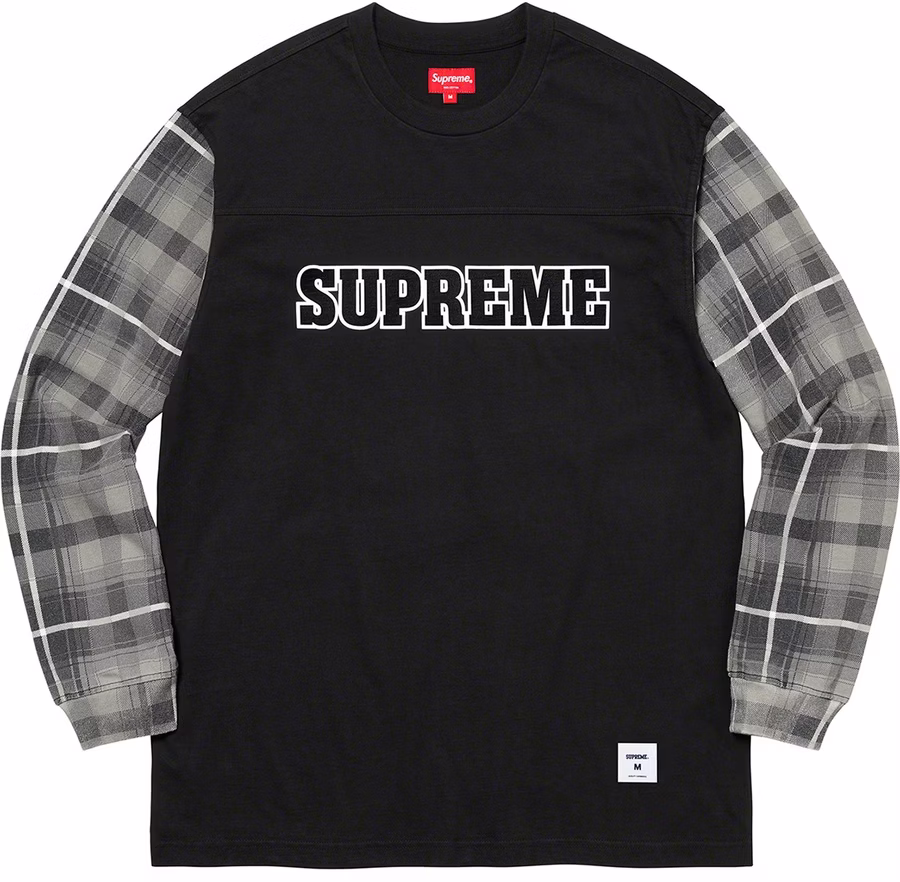 supreme-plaid-sleeve-l-s-top-black