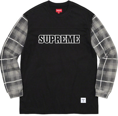 Supreme Plaid Sleeve L/S Top Black Buy Supreme Plaid Sleeve L/S Top Black