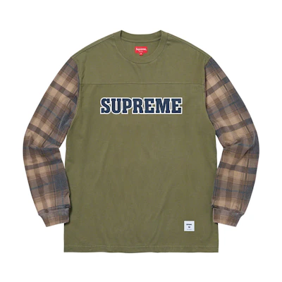 Supreme Plaid Sleeve L/S Top Light Olive