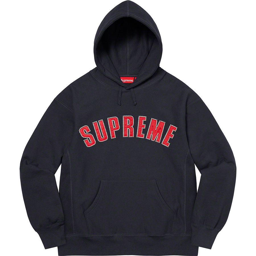 Supreme Pearl Logo Hooded Sweatshirt Navy - Novelship