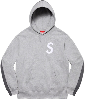 Supreme S Logo Split Hooded Sweatshirt Heather Grey - Novelship