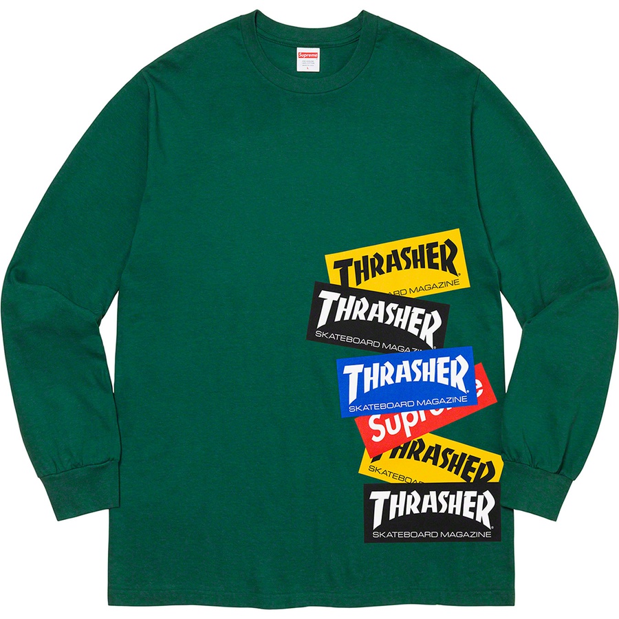 Supreme®/Thrasher® Multi Logo L/S Tee Dark Green Novelship