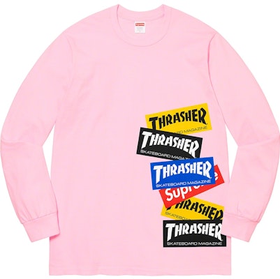 Supreme®/Thrasher® Multi Logo L/S Tee Light Pink - Novelship