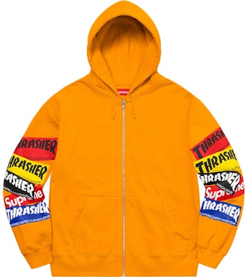 Supreme®/Thrasher® Multi Logo Zip Up Hooded Sweatshirt Gold