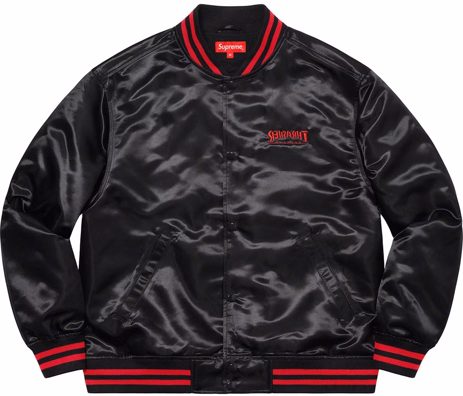 supreme-thrasher-satin-varsity-jacket-black