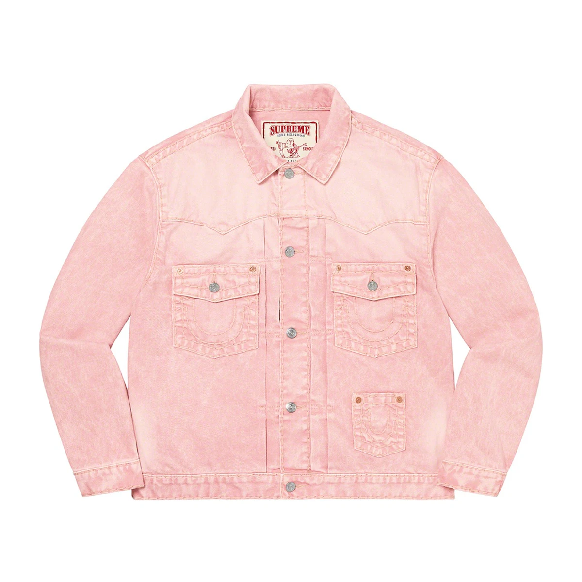 Trucker Jacket Authentic Supreme Patch Beli Supreme/True Religion