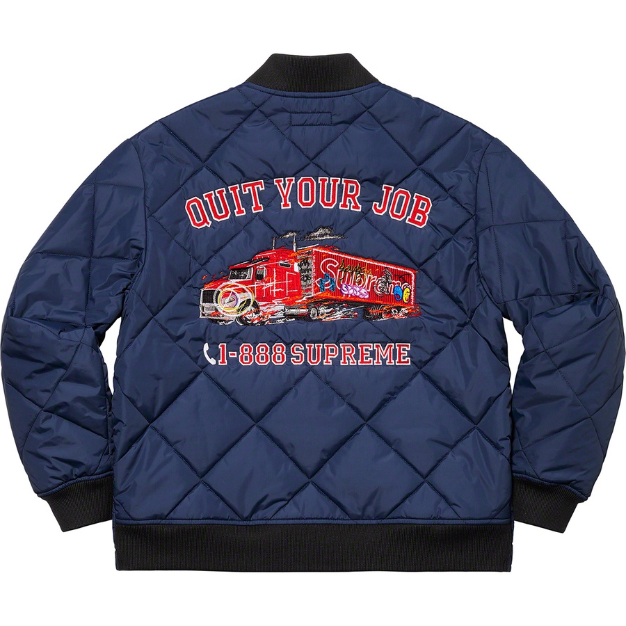 Buy Supreme Quit Your Job Quilted Work Jacket Blue (FW21) Novelship