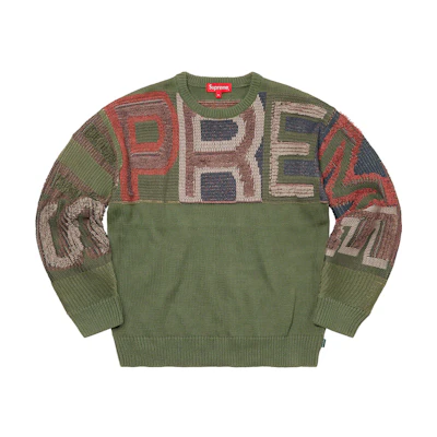 Supreme Chenille Logo Sweater Olive (FW21)