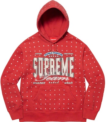 Supreme Rhinestone Hooded Sweatshirt Burnt Red
