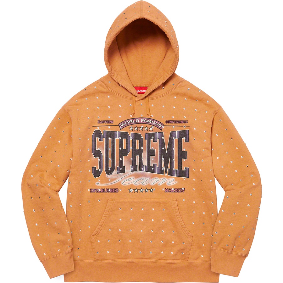 Supreme Rhinestone Hooded Sweatshirt Light Mustard (FW21) - Novelship