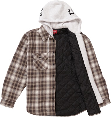 XLサイズ hooded flannel zip up shirt brown