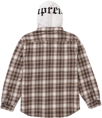 Supreme Hooded Flannel Zip Up Shirt Brown - Novelship