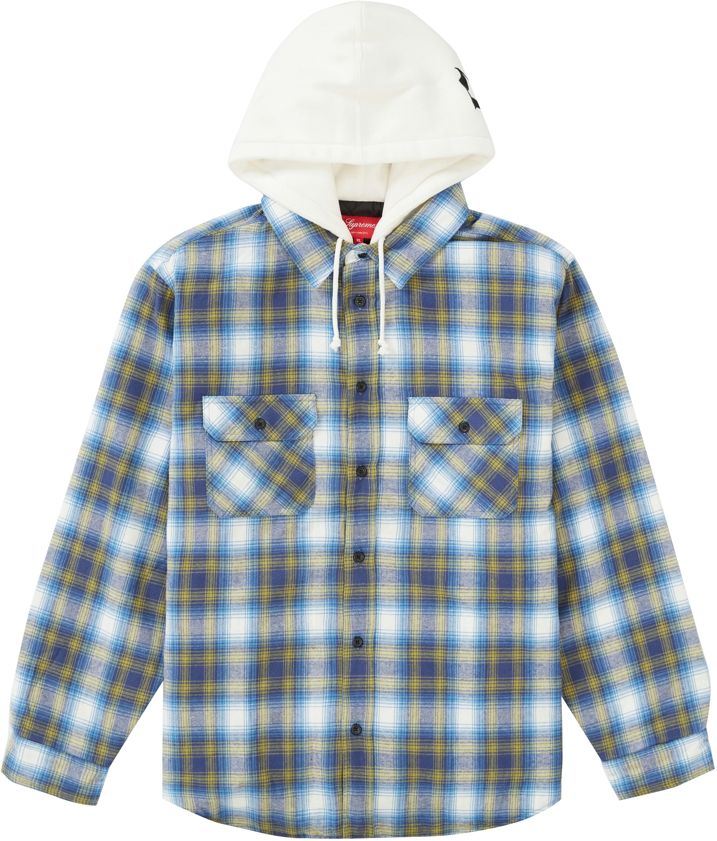 supreme Hooded Flannel Zip Up Shirt 青